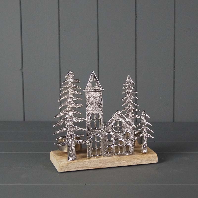 Metal Townscape Tealight Holder (17.5cm) detail page