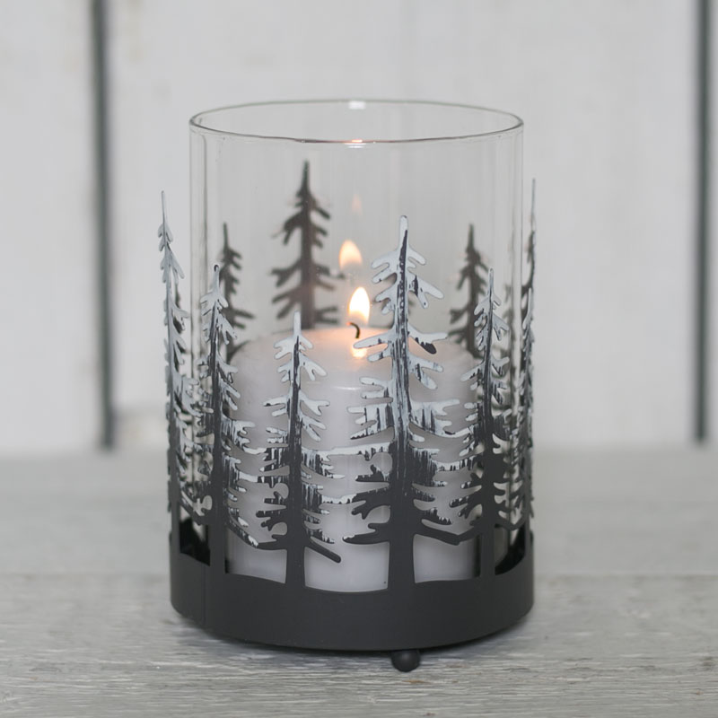 Tealight Holder with Festive Trees detail page