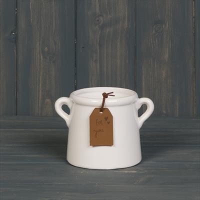 Small Tapered Ceramic Pot with Ears and Gift Tag detail page