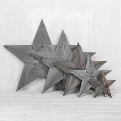 Greywashed Wooden Barn Stars in Five Sizes