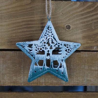 Small Green Metal Hanging Star detail page