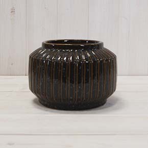 Small Stripe Glossy Pot (12cm)