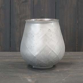 Silver Frosted Glass Tealight Holder