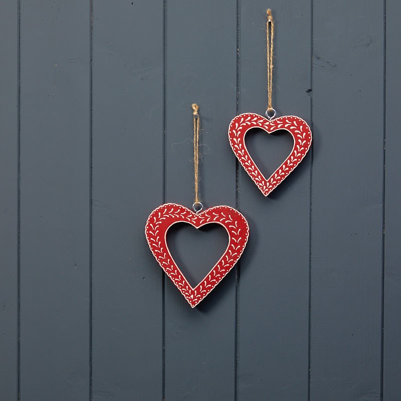 Nordic Red Handpainted Hearts