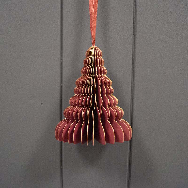 Set of Six Handmade Burgundy Tree Baubles (10cm) detail page
