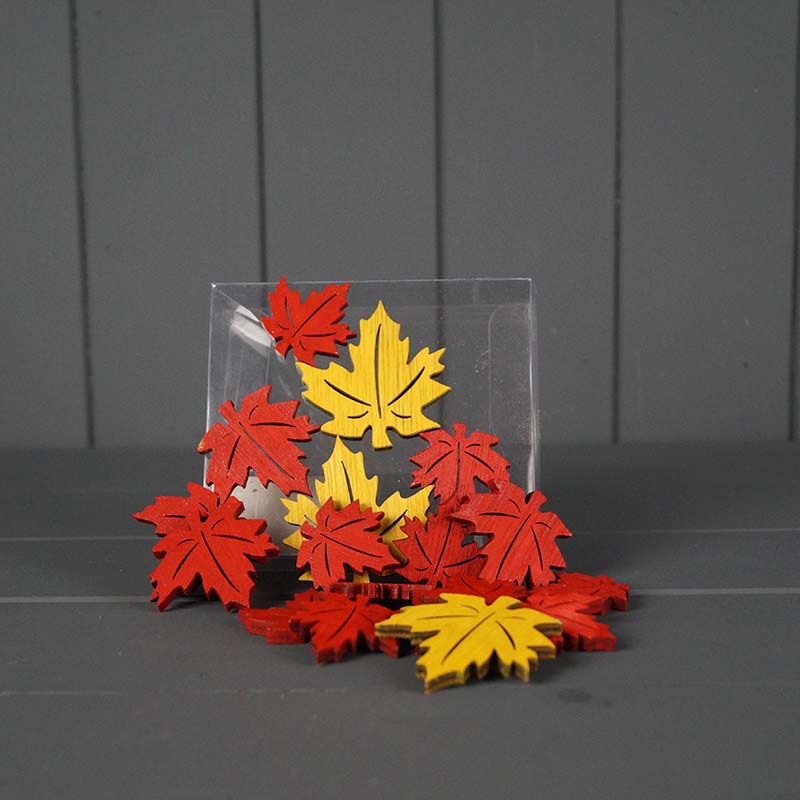 Set of 18 Wooden Leaves (5cm) detail page