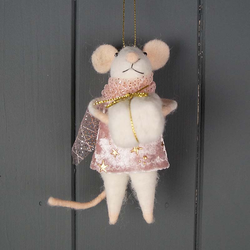 12cm Felt Mouse with present