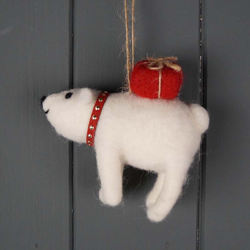 11cm Hanging Felt Polar Bear