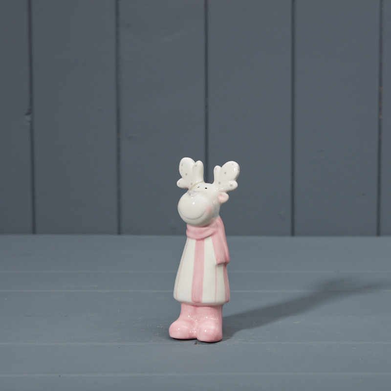 13cm Pink Ceramic Reindeer
