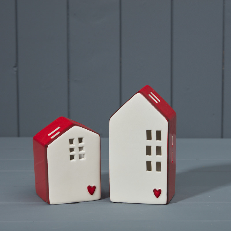Set of Red LED Ceramic Houses