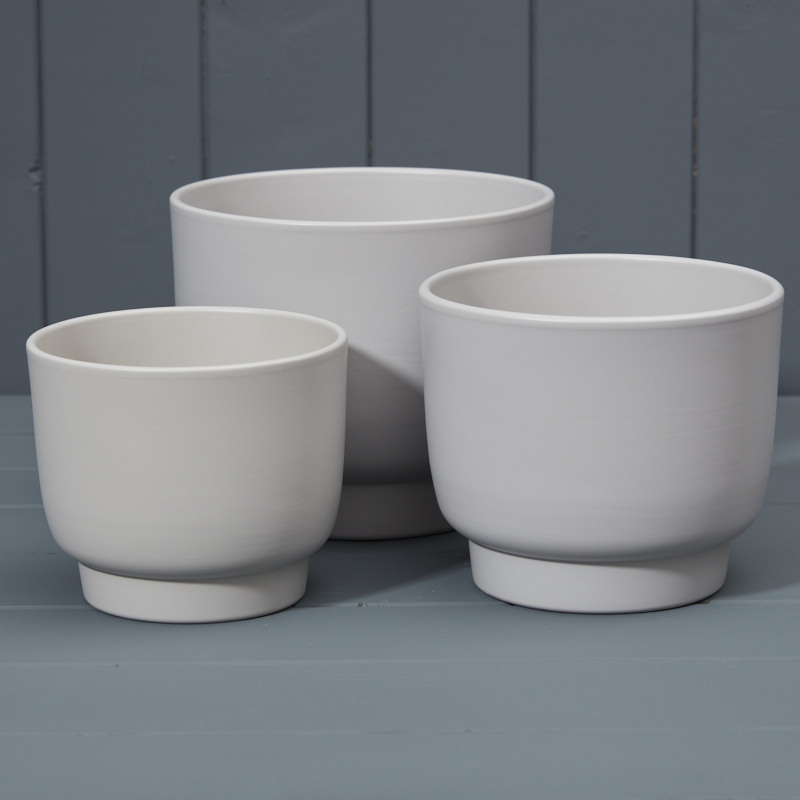 Set of Three Grey Ceramic Pots