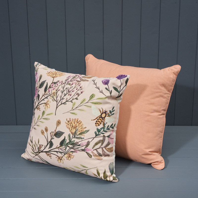 Butterfly Floral Cushion with Coral Cushion