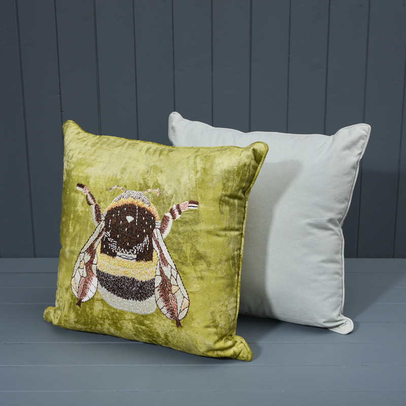 Velvet Bee Cushion with pairing Mint Cushion