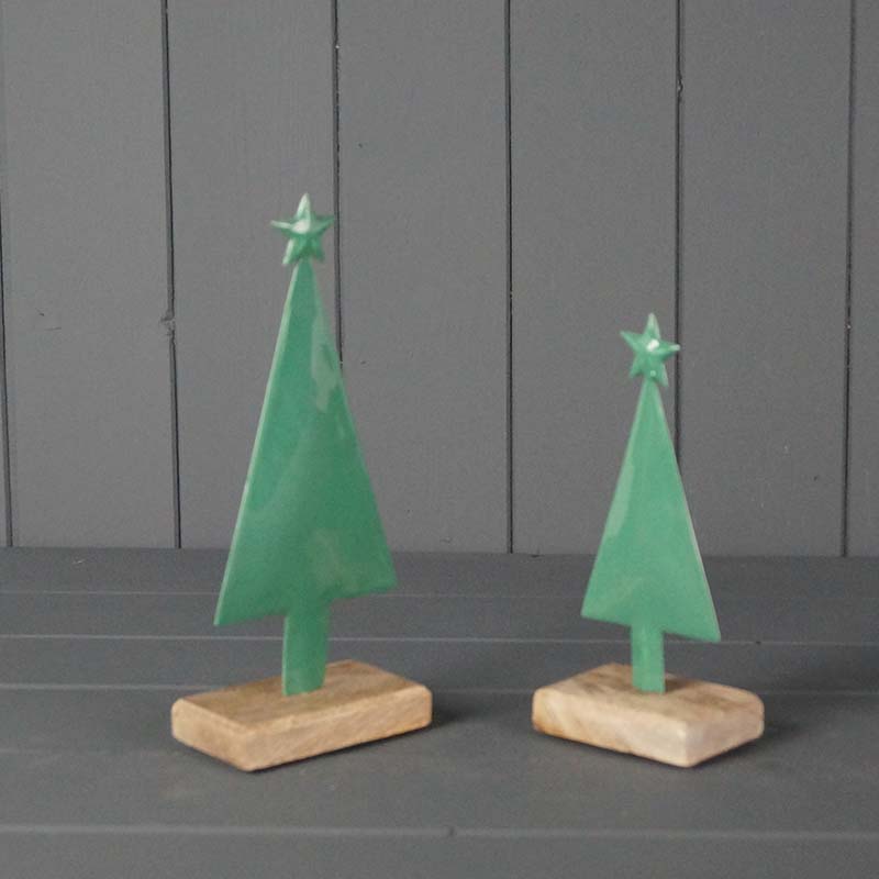 Green Enamelled Tree Ornaments